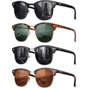 Classic Polarized Sunglasses for Men and Women Retro Style Semi Rimless Frame
